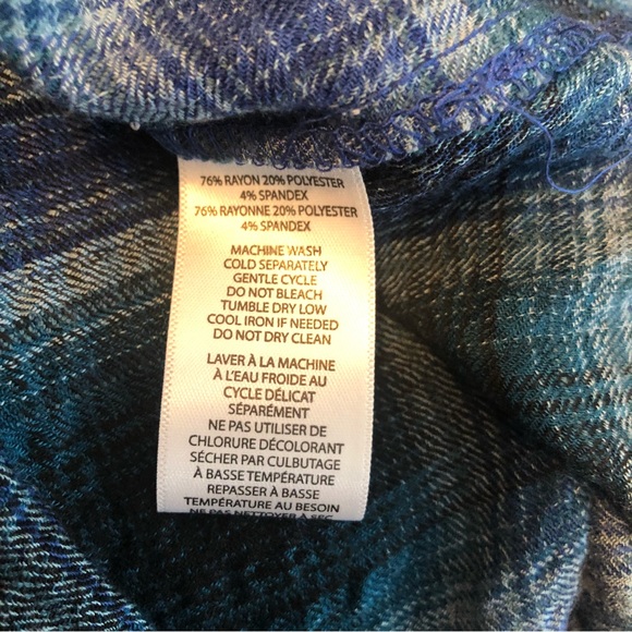 Beach  Lunch Lounge Ruffled Top Size S Blue Plaid Sleeveless NWOT - Picture 7 of 7